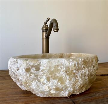 Håndvask natursten ONYX - Hvid/Bache
