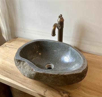 Håndvask flodsten Grå/Sort