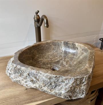HÅNDVASK NATURSTEN ONYX - HVID/BRUNE NUANCER